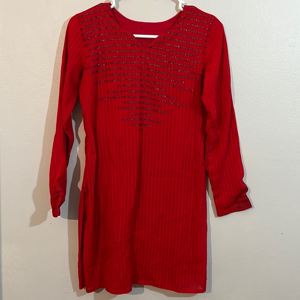Indian Style Slit on Sides Red Tunic